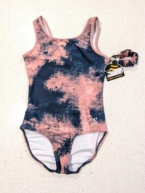 NEW Kbee Gymnastics Dance Leotard AL Large PEACH TieDye Tie Dye +SCRUNCHIE
